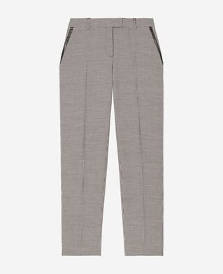 The Kooples WOMEN BLACK GREY black and white houndstooth tailored pants