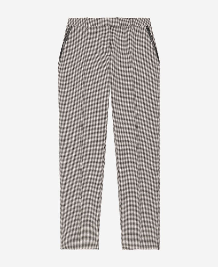 The Kooples WOMEN BLACK GREY black and white houndstooth tailored pants