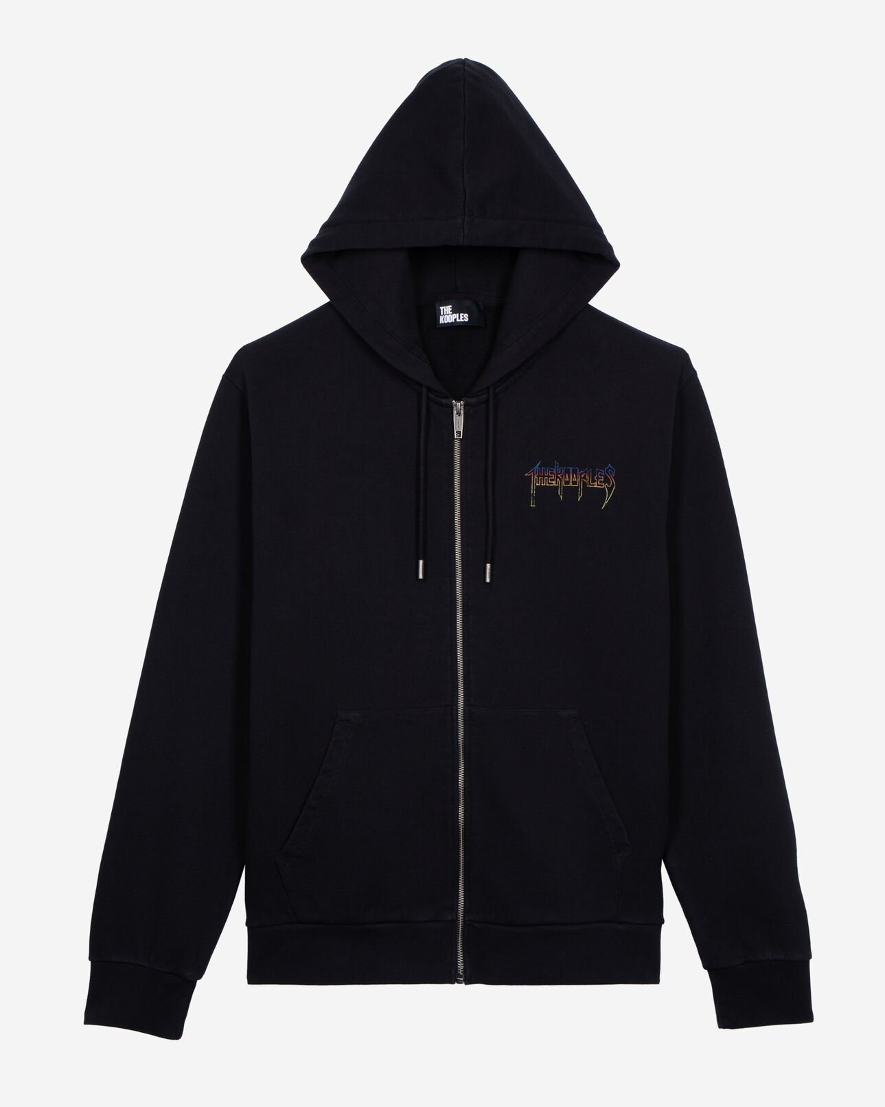The Kooples MEN BLACK WASHED hooded sweatshirt with black screen print