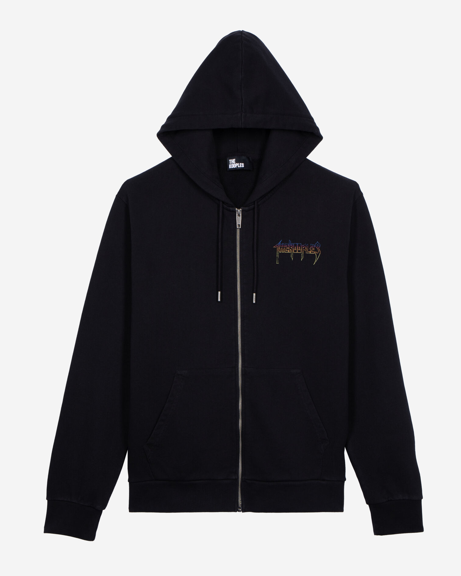 Hooded sweatshirt with black screen print, BLACK WASHED, hi-res image number null