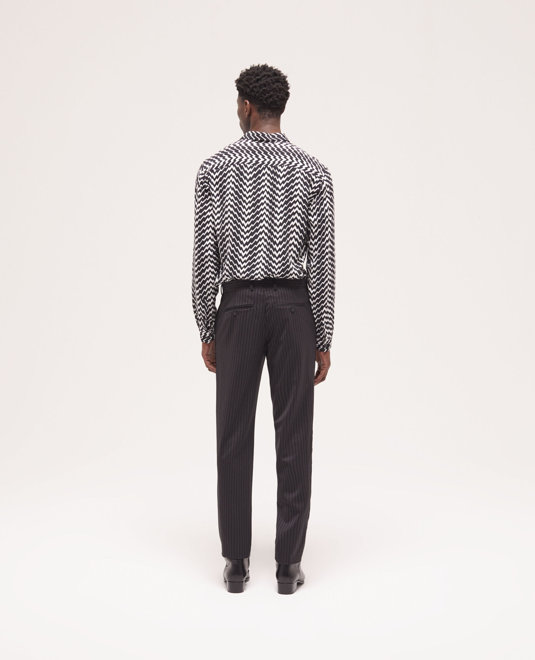 Pantalon de costume en laine à rayures, BLACK GREY, hi-res image number null