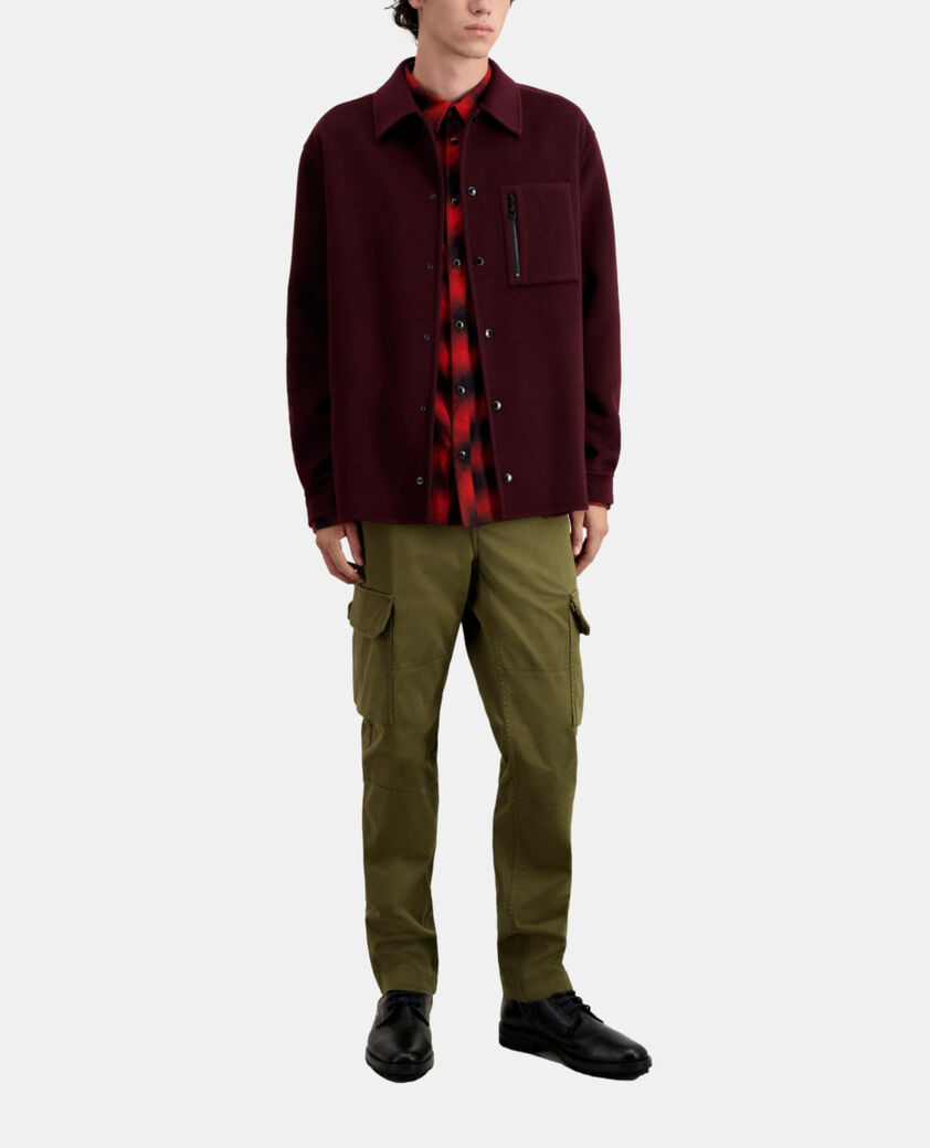 The Kooples HOMME BORDEAUX / NAVY blouson type surchemise bordeaux en laine mélangée