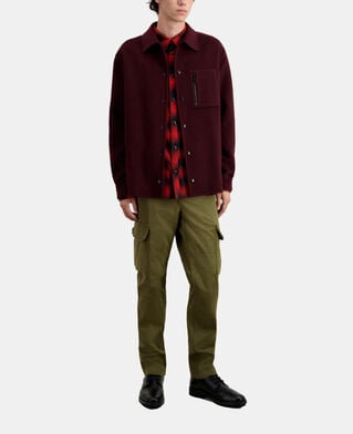 The Kooples H BORDEAUX / NAVY burgundy wool-blend overshirt jacket