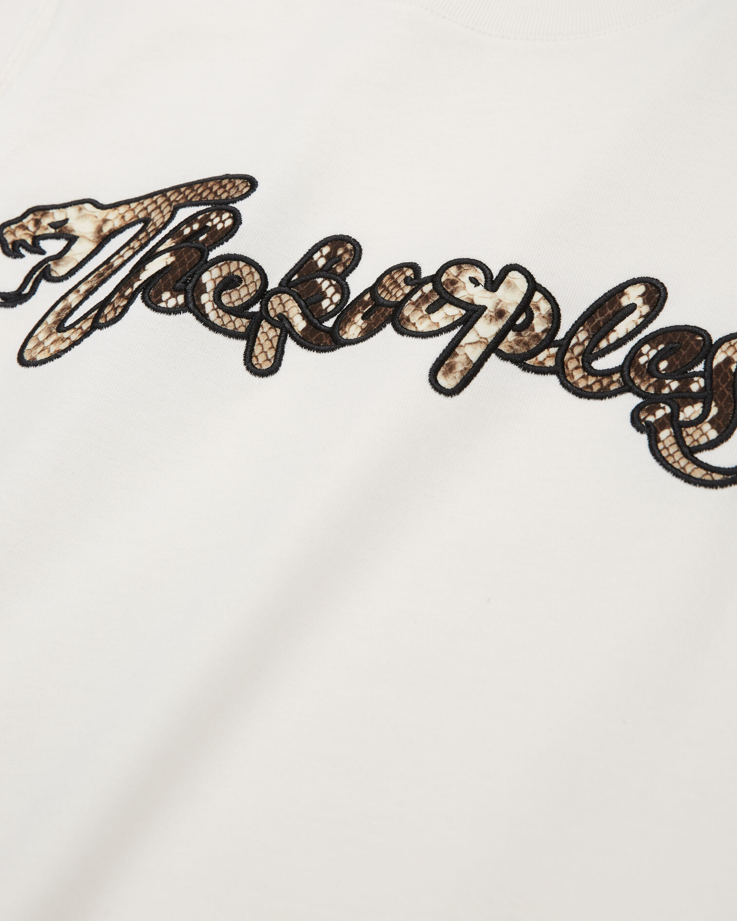 Women's white t-shirt with snake logo print, ECRU, hi-res image number null
