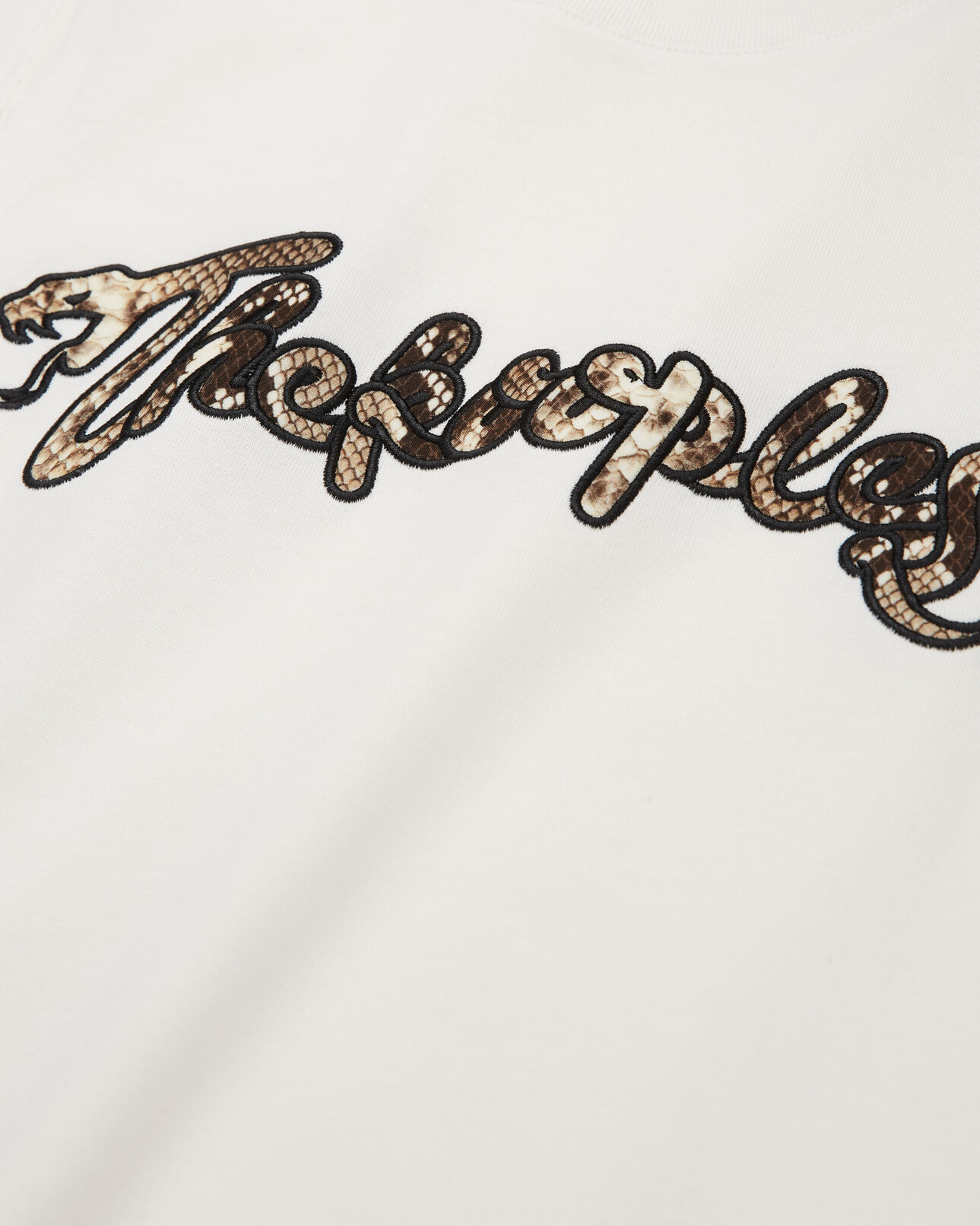 The Kooples WOMEN ECRU women's white t-shirt with snake logo print