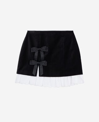 The Kooples WOMEN BLACK short black velvet skirt 