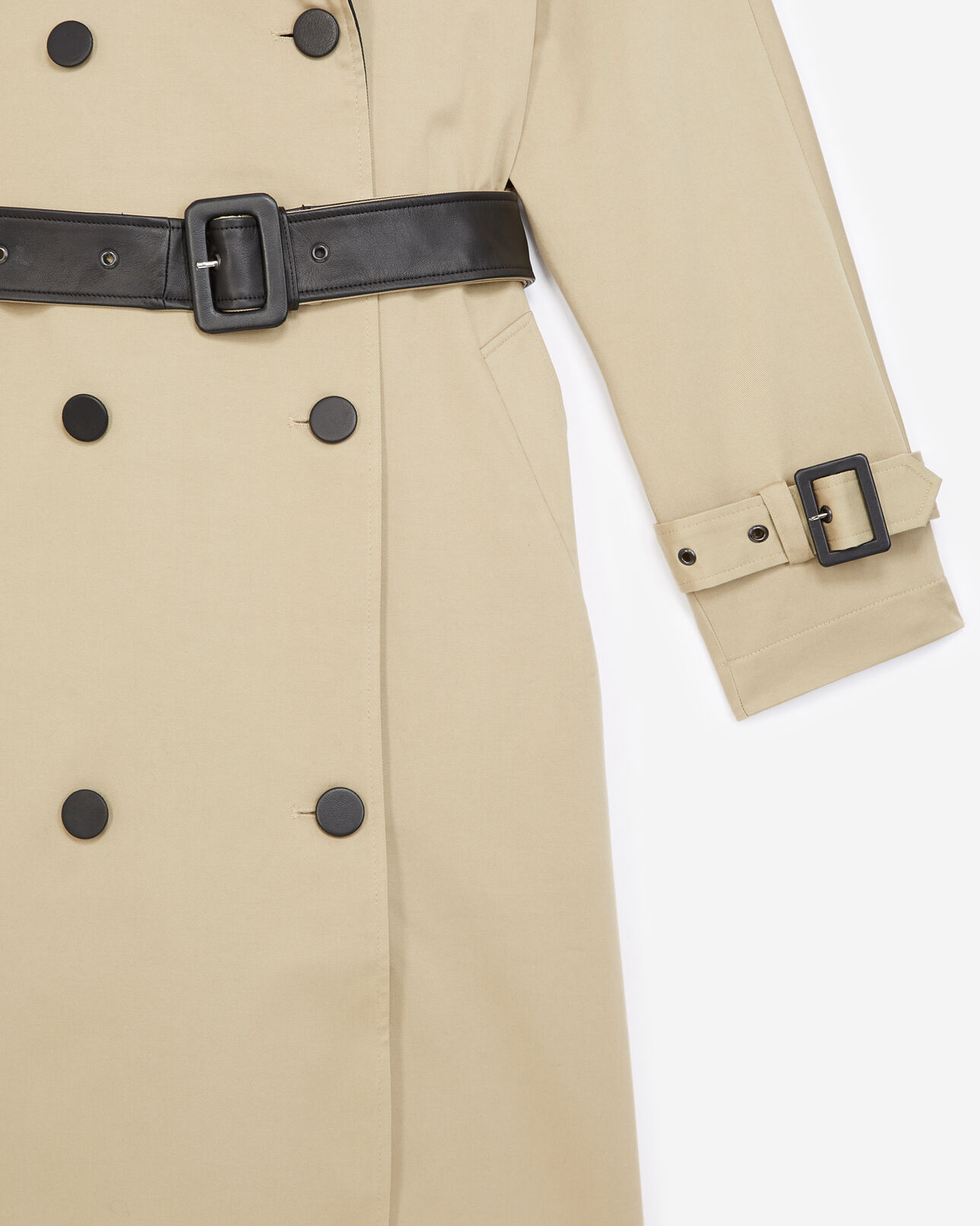 The Kooples DAMEN BEIGE halblanger beiger trenchcoat aus baumwolle