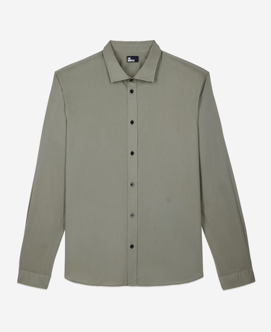The Kooples HERREN WOOD KAKI gr&uuml;nes hemd aus baumwollvoile