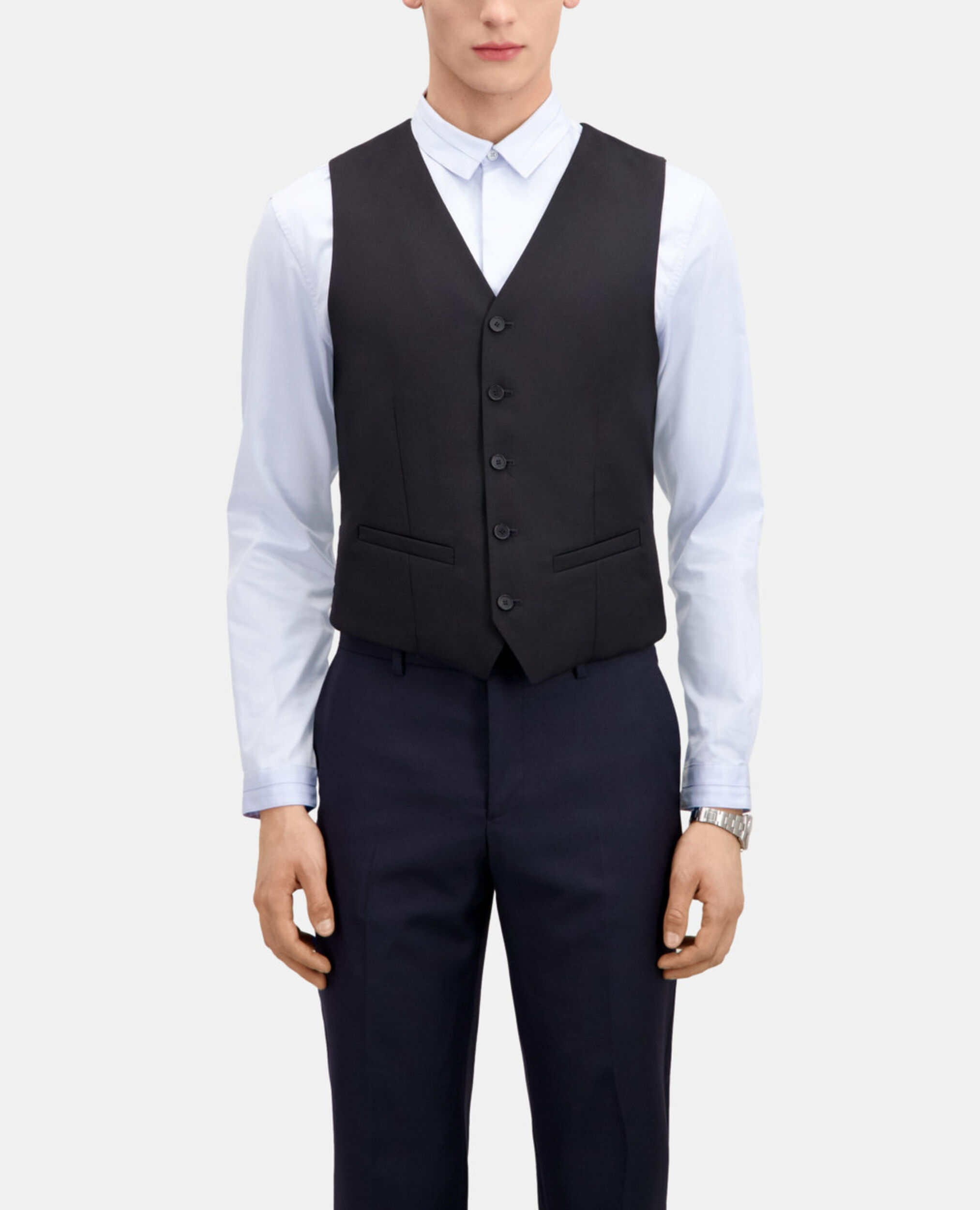 Black suit vest in wool, BLACK, hi-res image number null