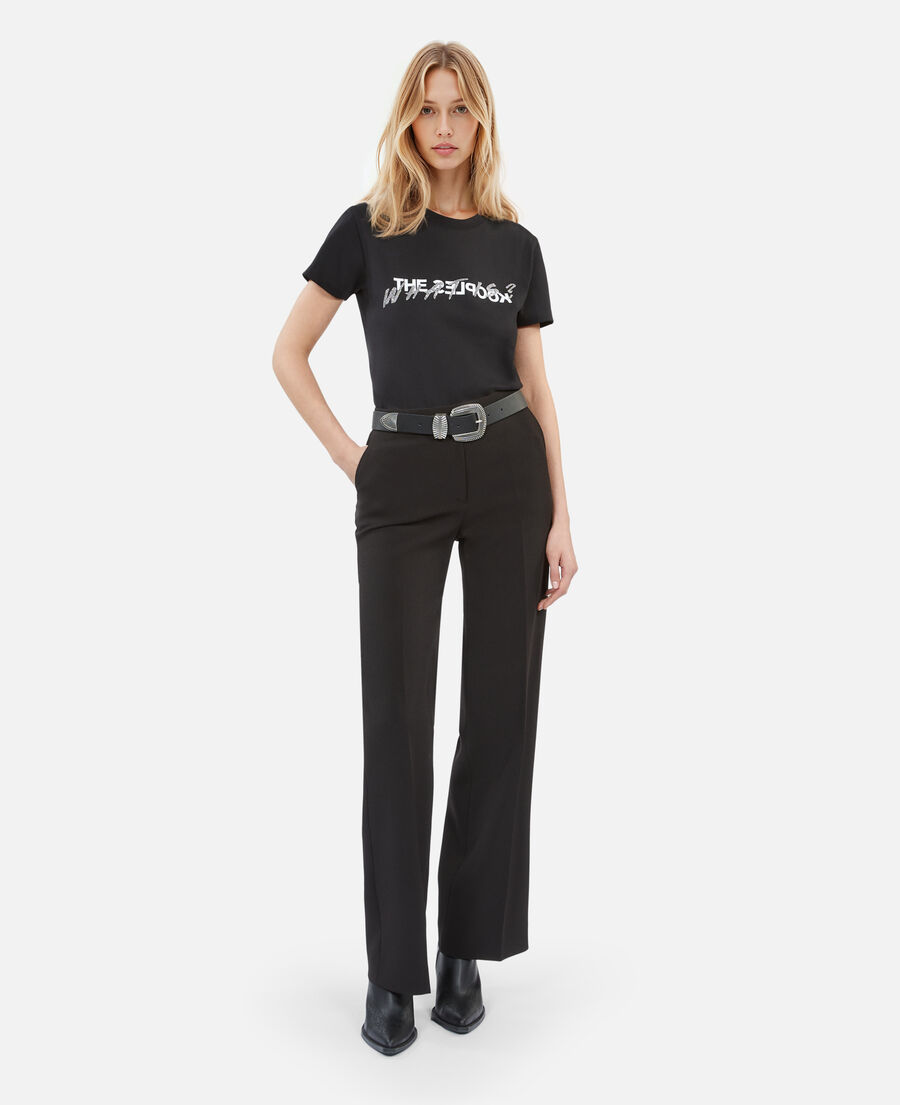 pantalon tailleur noir en crêpe