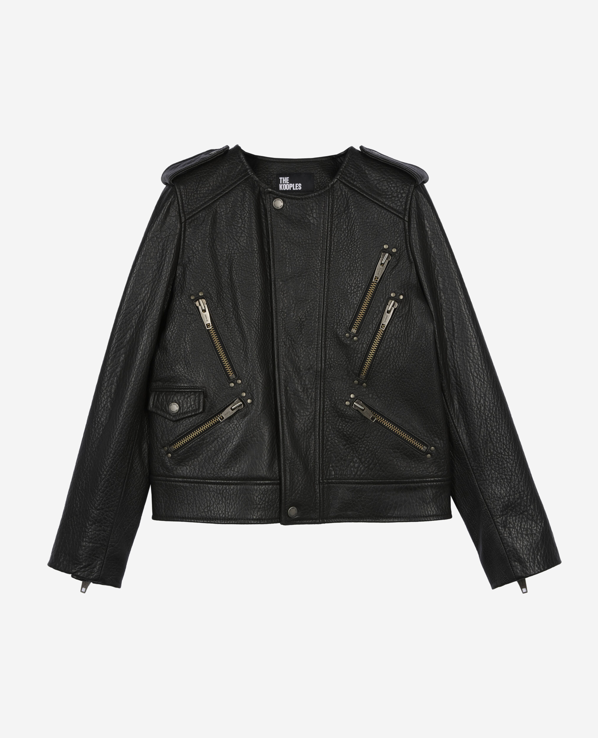 Black leather jacket, BLACK, hi-res image number null