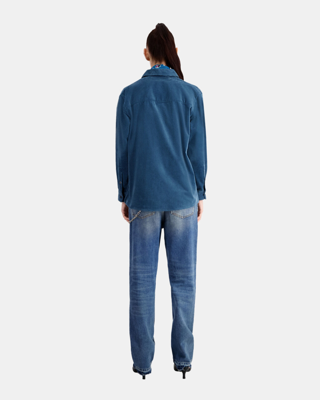 The Kooples FEMME BLUE PETROL surchemise bleue en velours côtelé