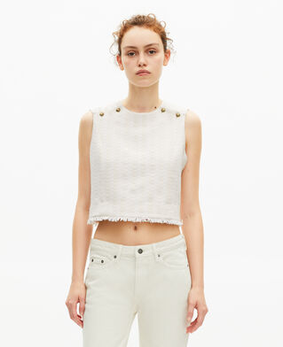 The Kooples WOMEN ECRU ecru tweed top