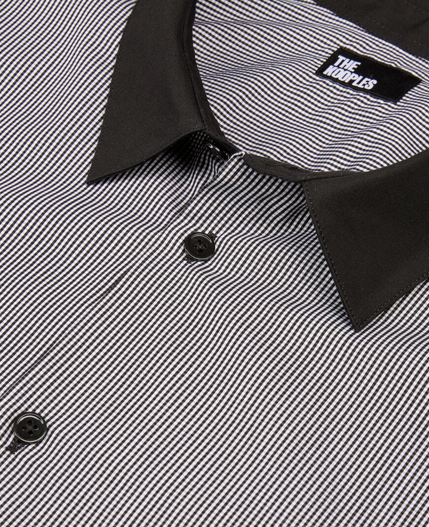 The Kooples MEN BLACK WHITE black micro-checkered shirt