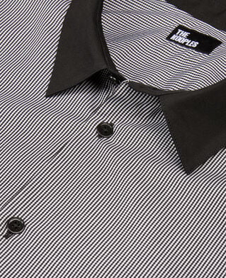 The Kooples MEN BLACK WHITE black micro-checkered shirt