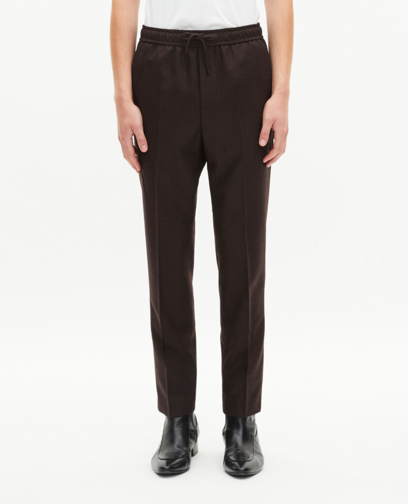 The Kooples MEN BROWN brown wool straight pants