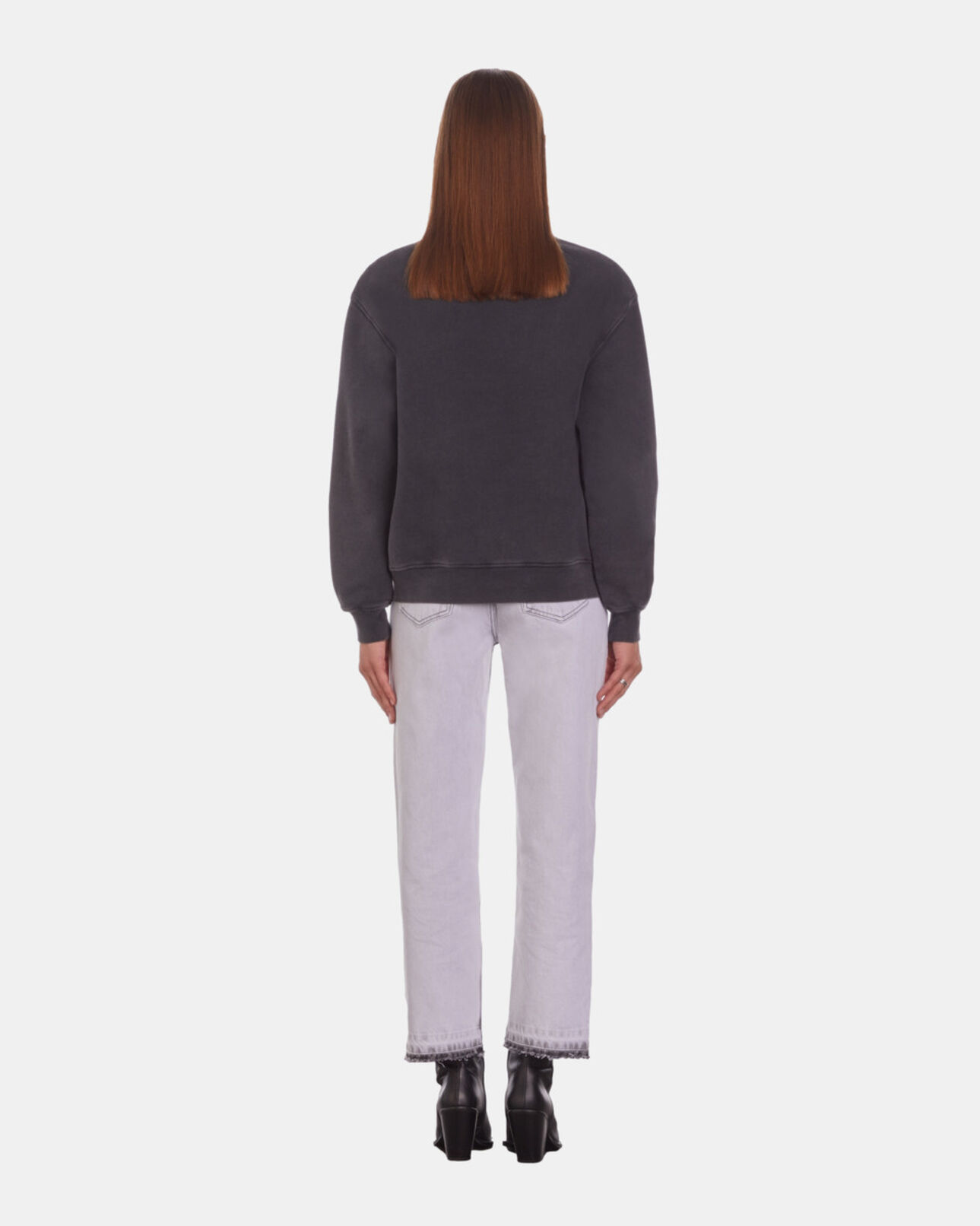 The Kooples WOMEN BLACK WASHED black sweatshirt with eagle serigraphy 