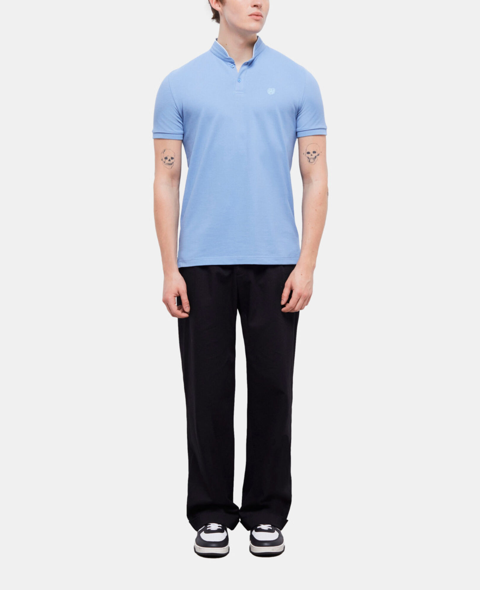 The Kooples H ALLURE BLUE / AQUA blue officer collar polo shirt