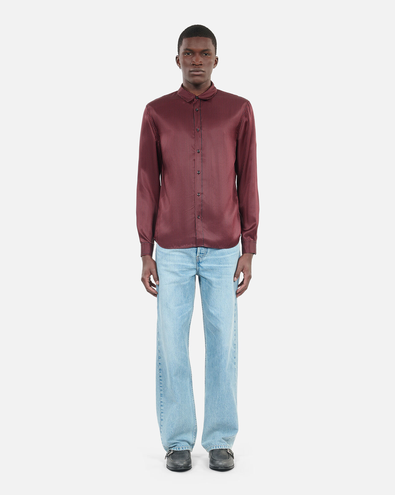 The Kooples HOMME BLACK - RED chemise à rayures noires et rouges