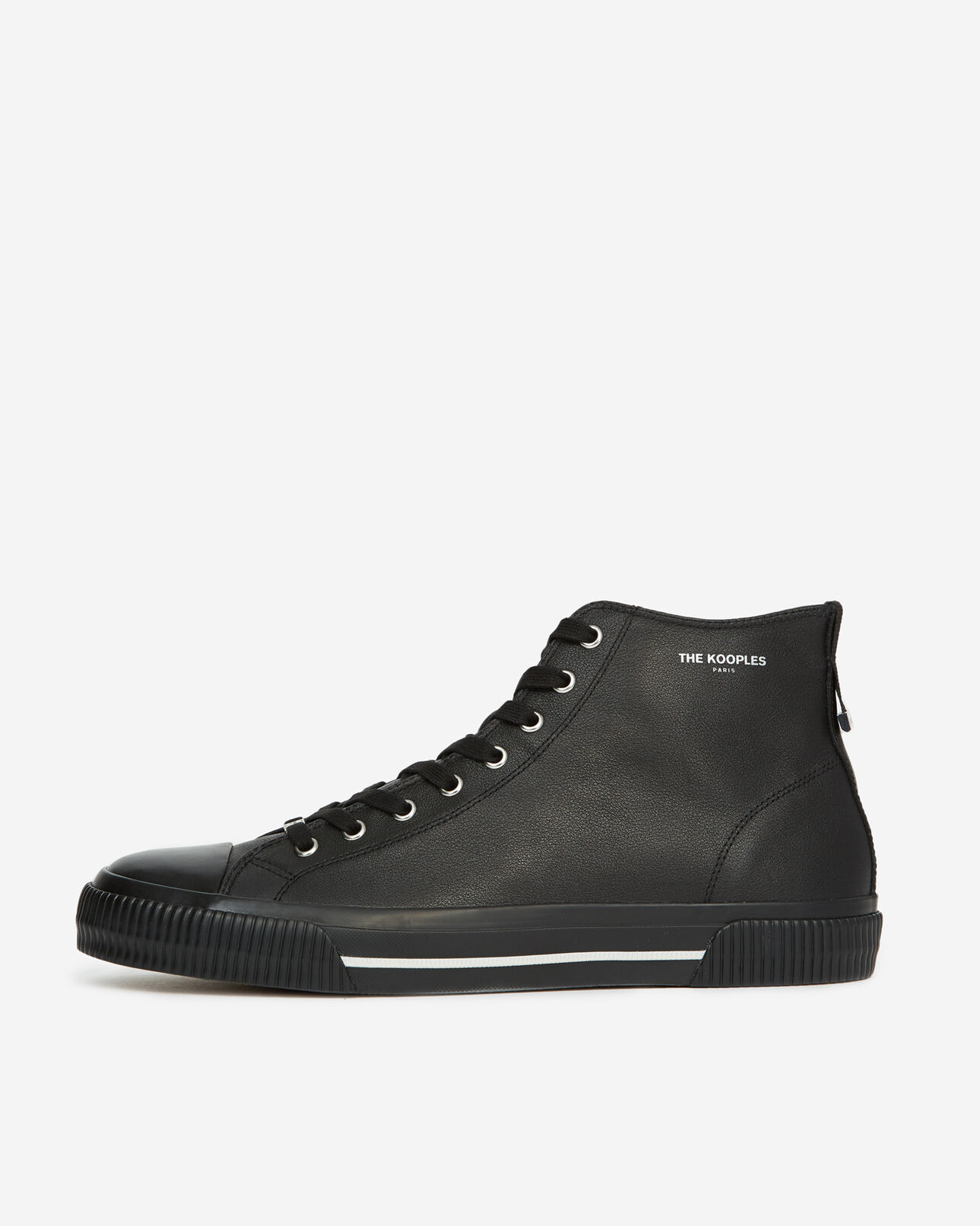 The Kooples HOMME BLACK baskets montantes noires cuir lisse