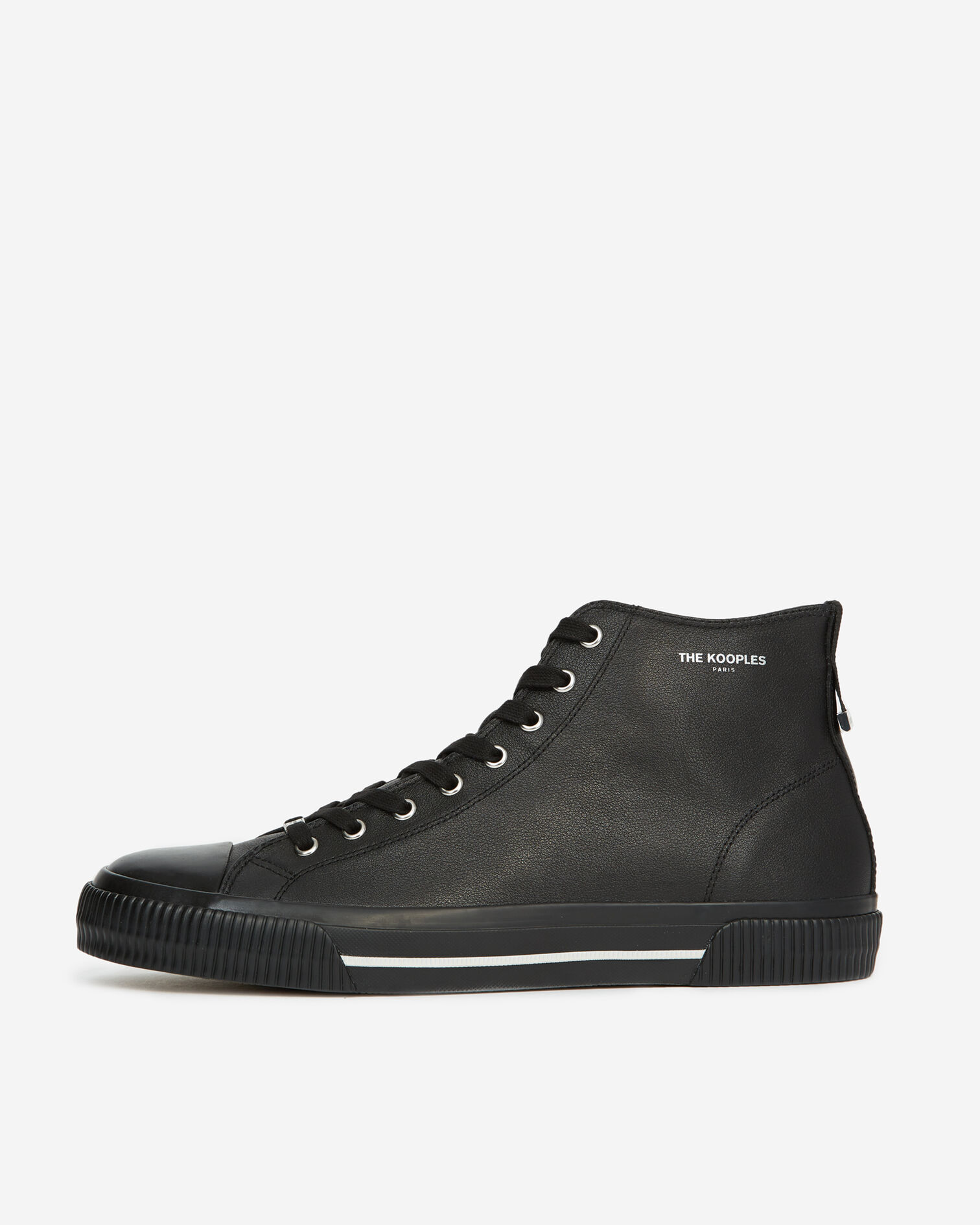 Baskets montantes noires cuir lisse, BLACK, hi-res image number null