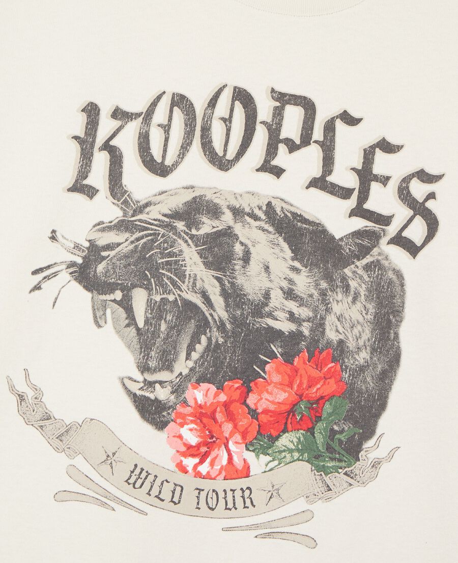 The Kooples HOMME LIGHT BEIGE t-shirt avec s&eacute;rigraphie panth&egrave;re beige