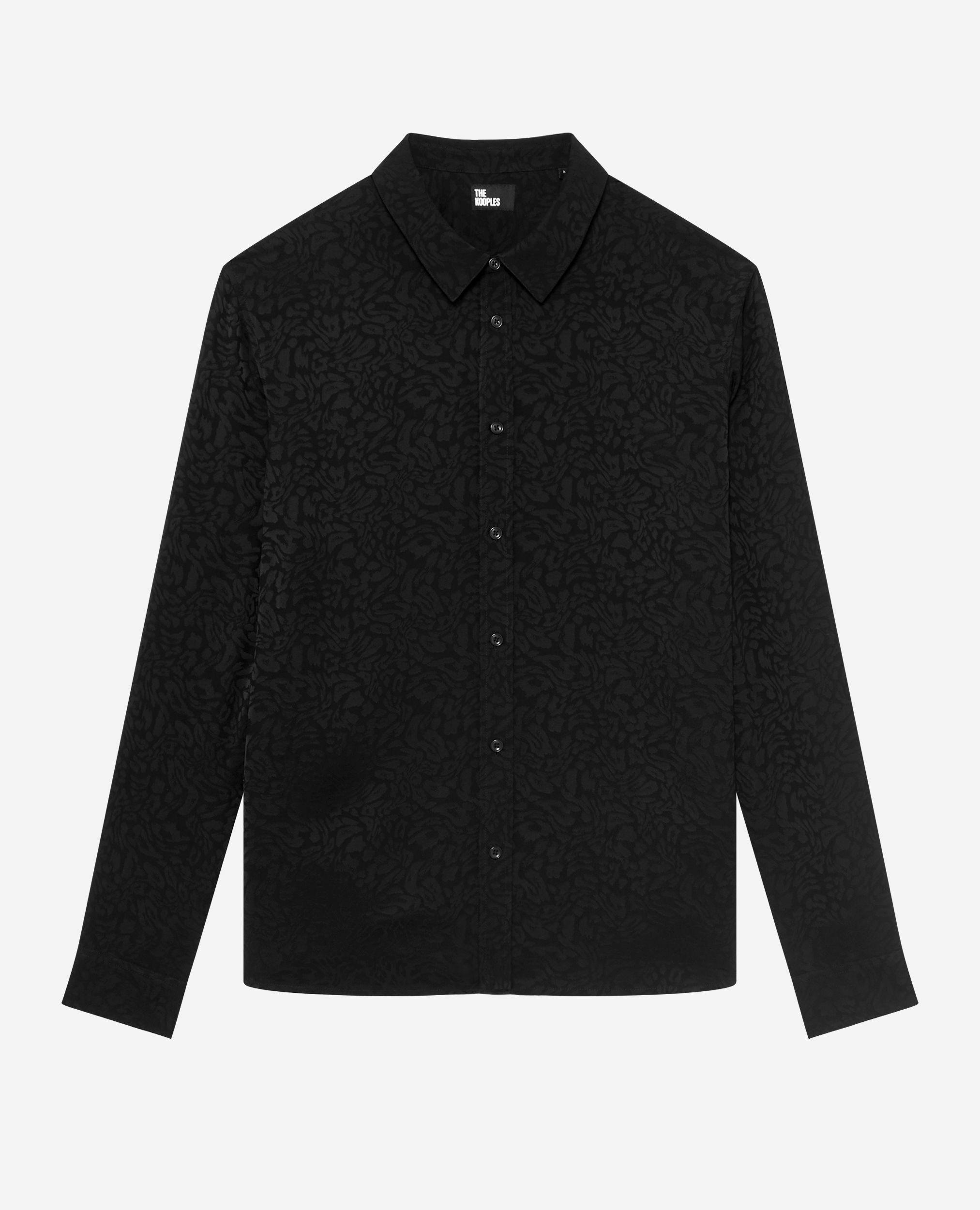 Black leopard jacquard shirt, BLACK, hi-res image number null