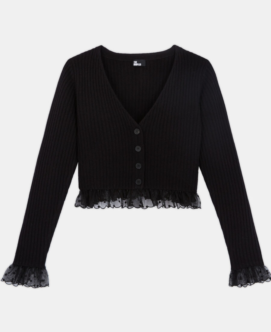 fine black wool cardigan
