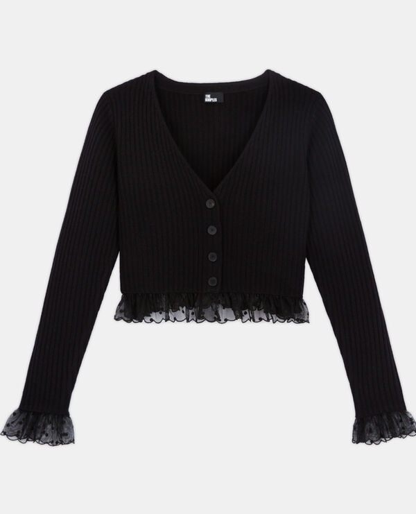 fine black wool cardigan