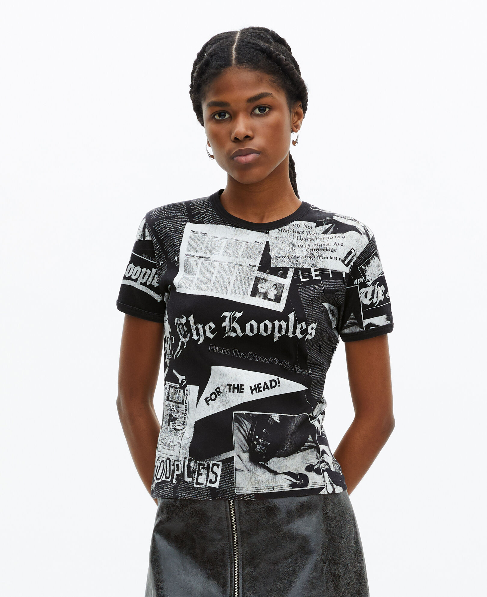 The Kooples WOMEN BLACK WASHED t-shirt with black and white screen printing