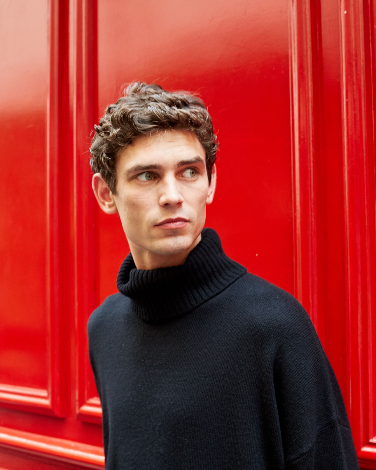The Kooples MEN BLACK black wool and cashmere turtleneck sweater