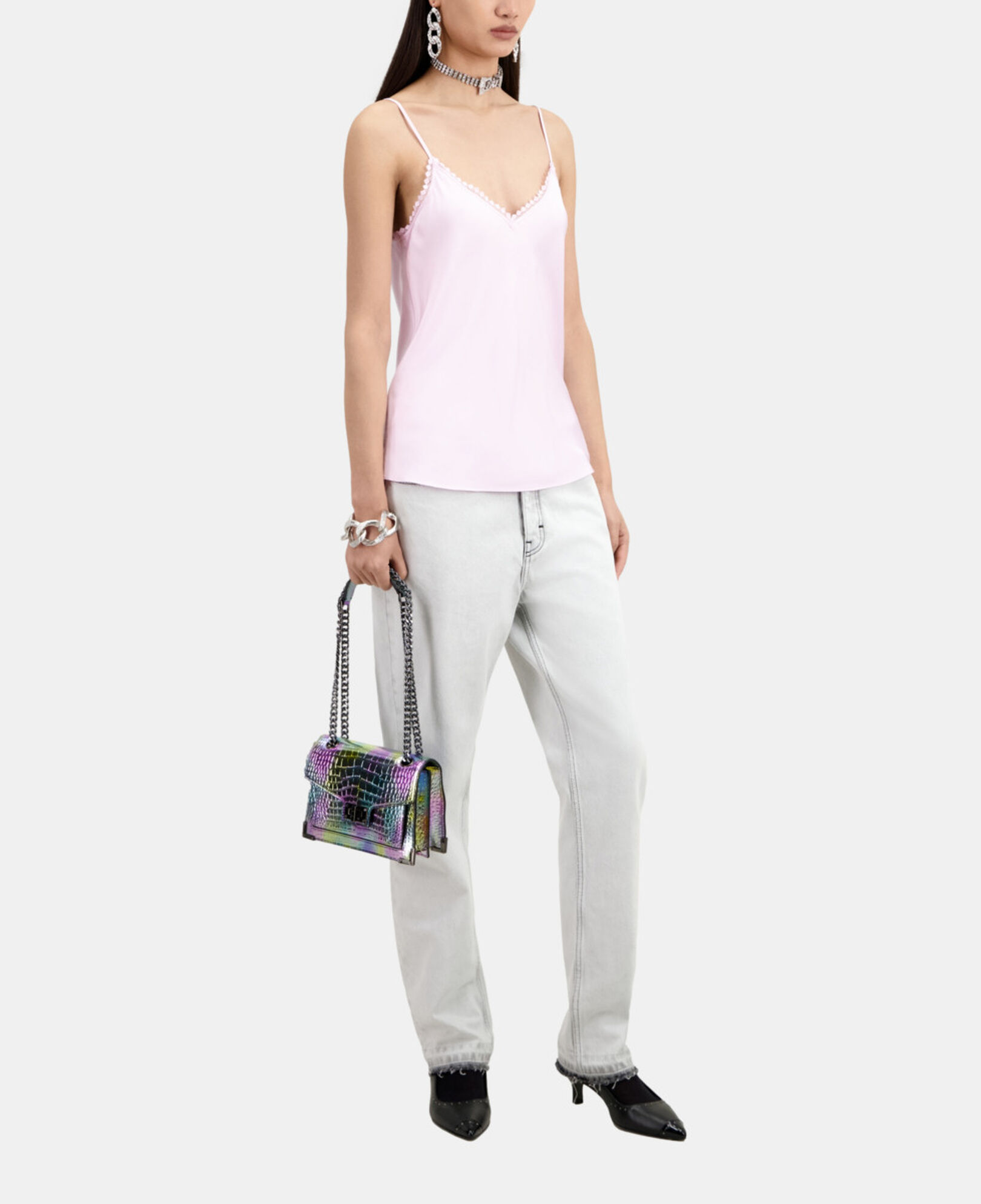 The Kooples MUJER PALE PINK camiseta interior rosa detalles encaje