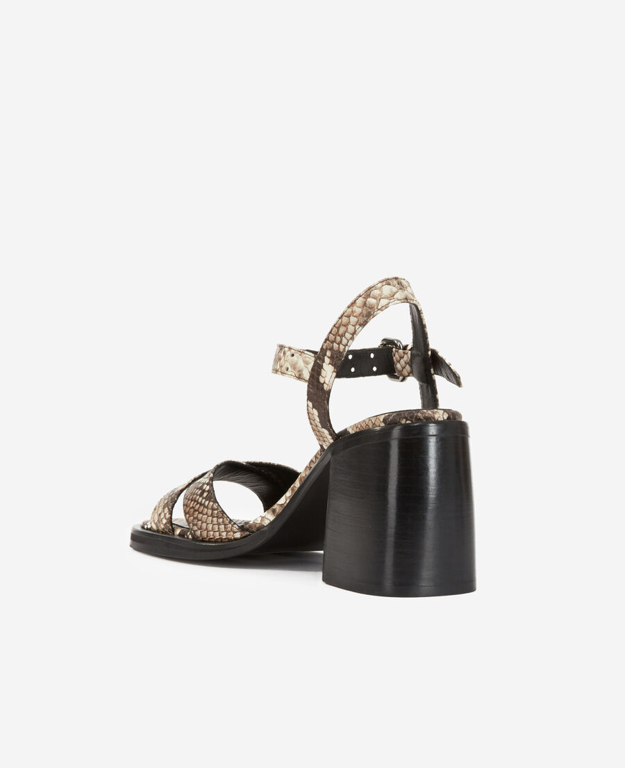 sandales à talon en cuir python