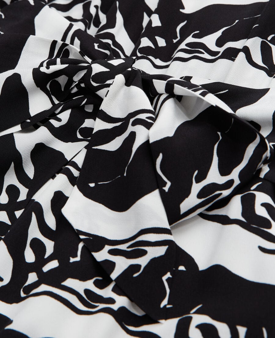 The Kooples F BLACK / WHITE short dress with printed belt