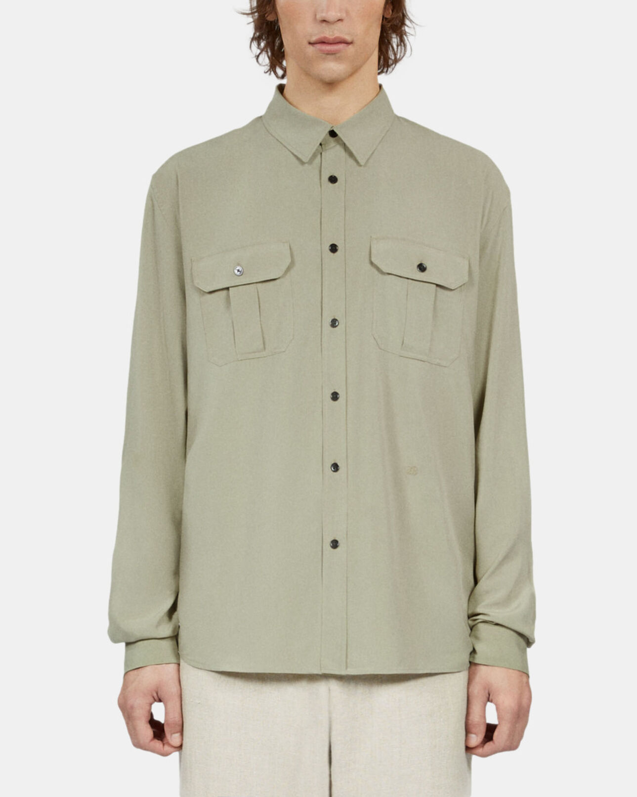 The Kooples HOMME KAKI GREY chemise vert clair