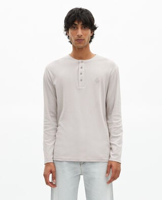 The Kooples HERREN LIGHT GREY langärmliges t-shirt mit grauem wappen