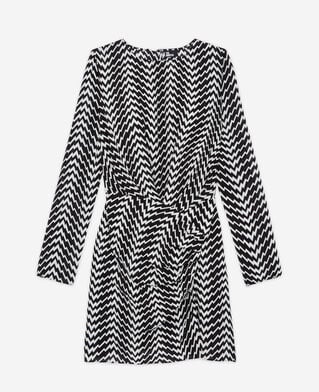 The Kooples FEMME BLACK WHITE robe courte imprimée zigzag noire et blanche