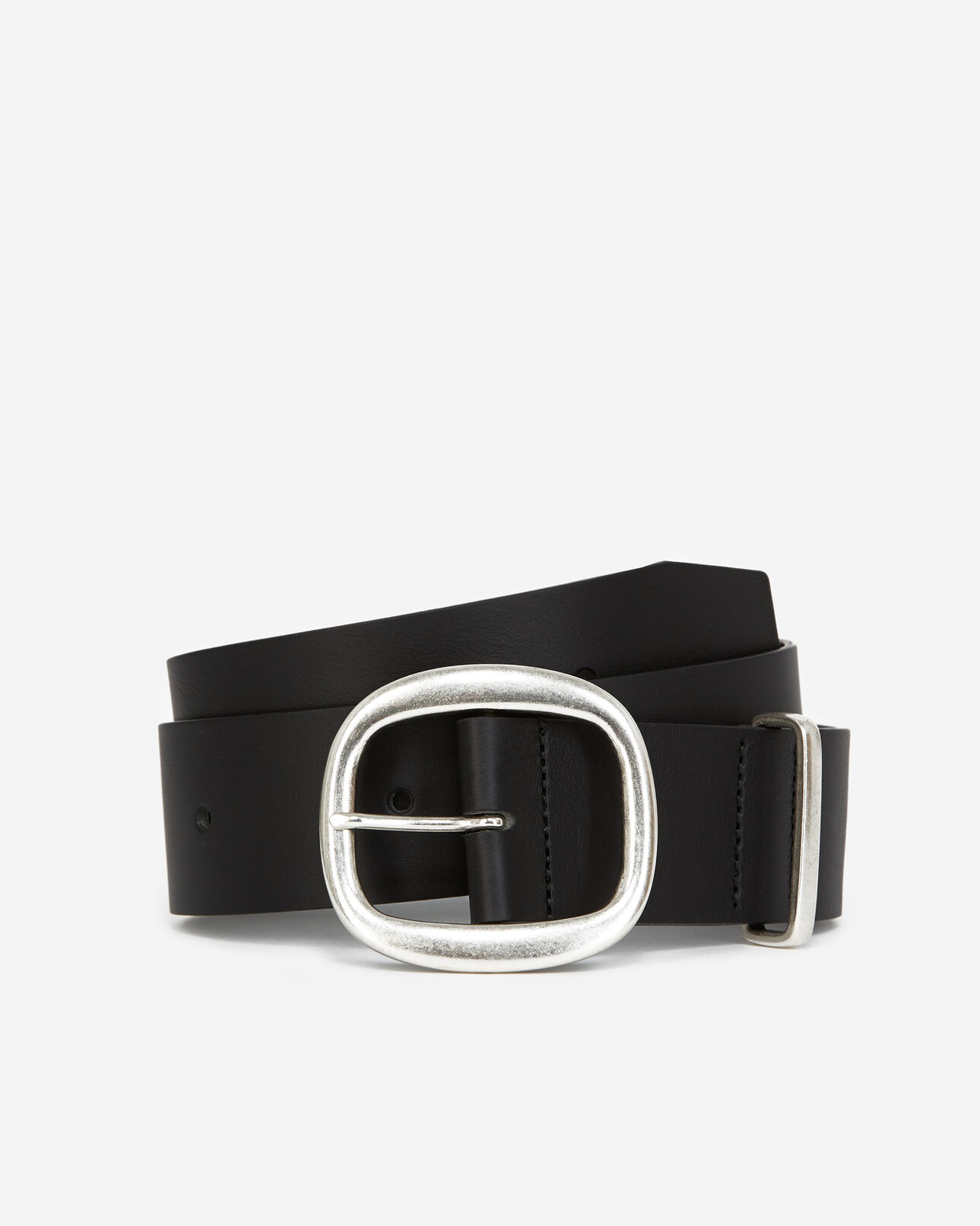 The Kooples DAMEN BLACK ledergürtel schlicht schwarz schnalle rund