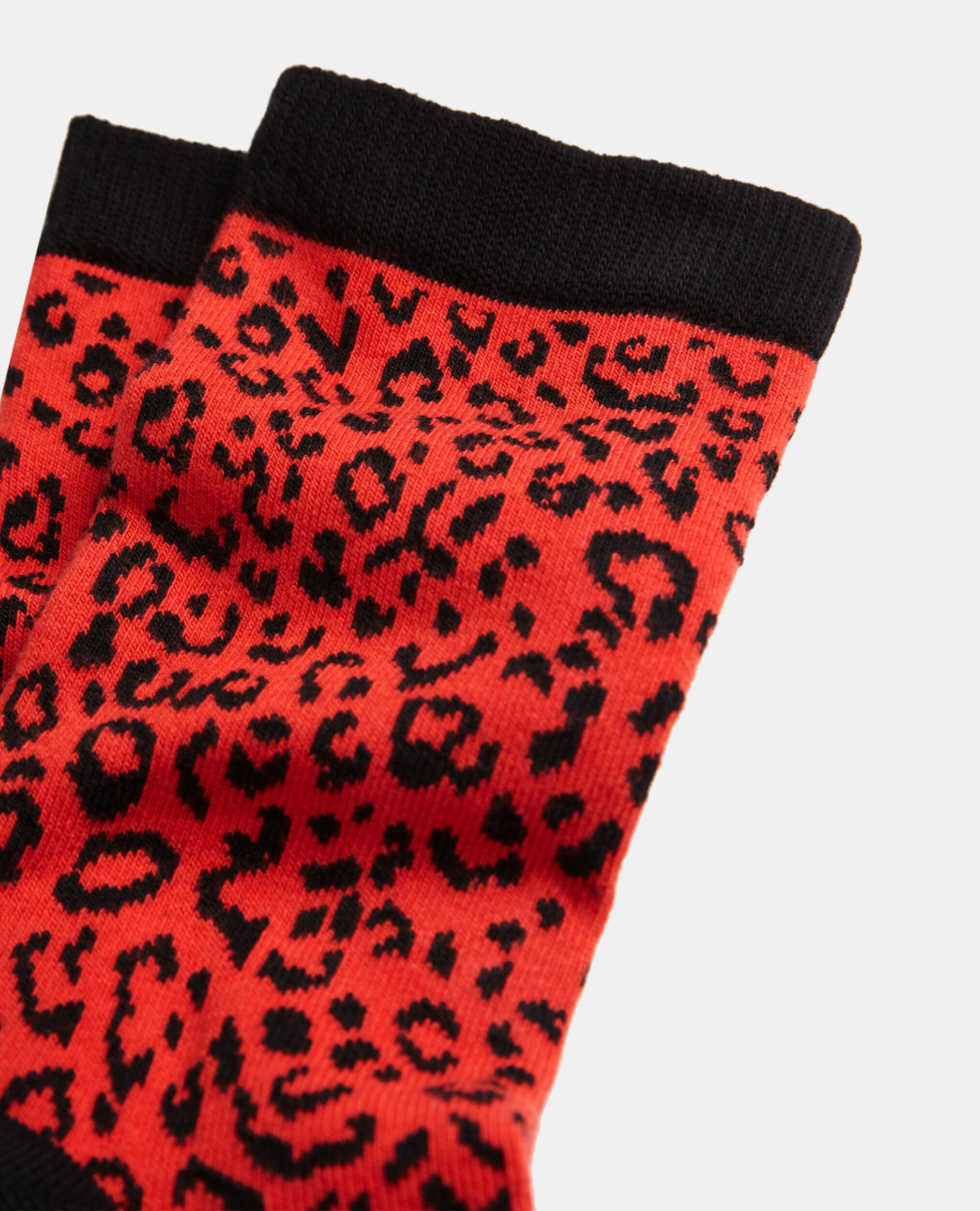 Red leopard print socks, RED / BLACK, hi-res image number null