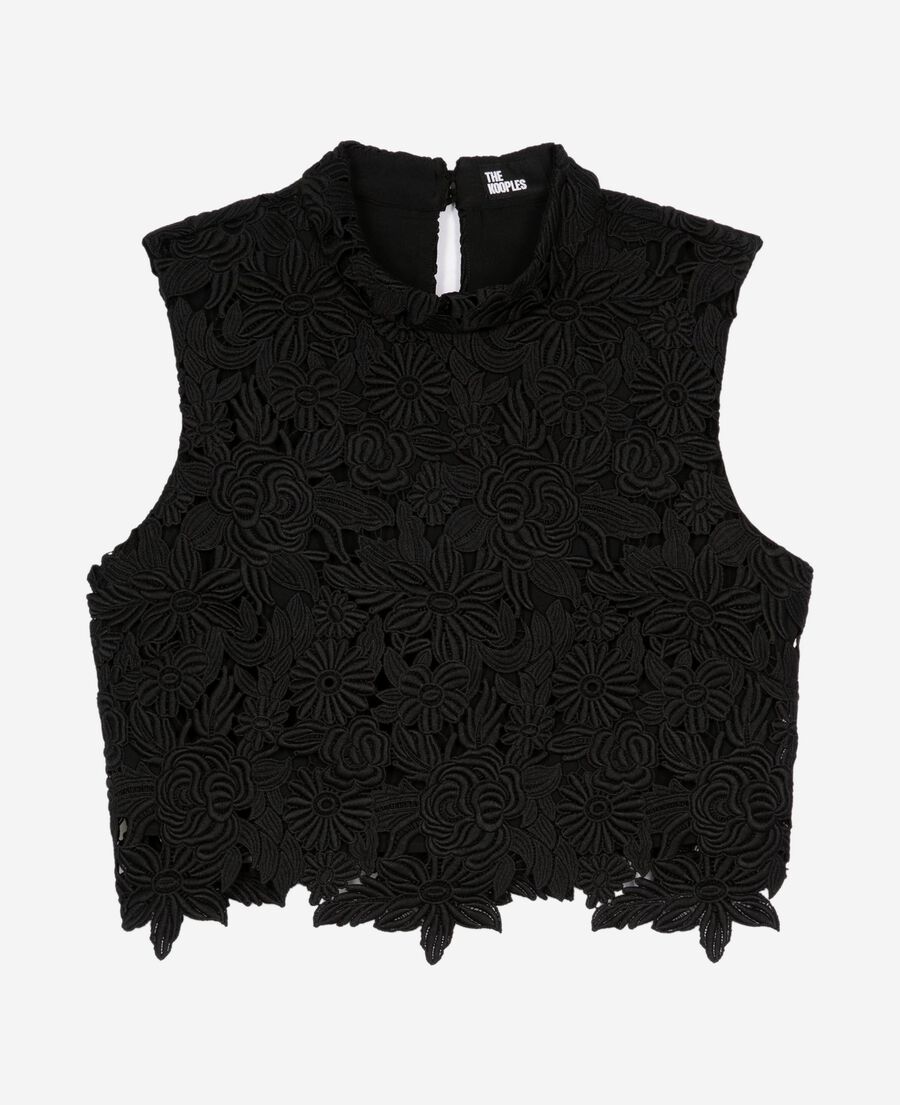 The Kooples WOMEN BLACK black lace crop top