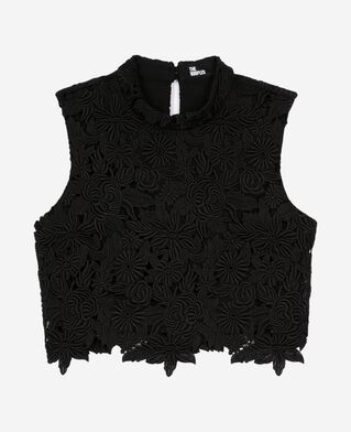 The Kooples WOMEN BLACK black lace crop top