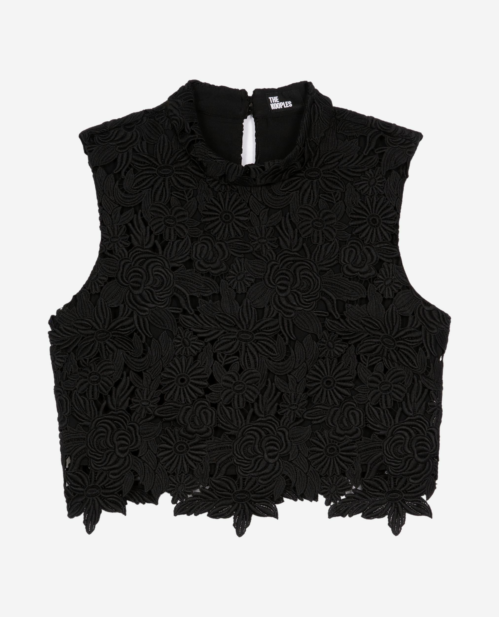 Top negro de encaje, BLACK, hi-res image number null
