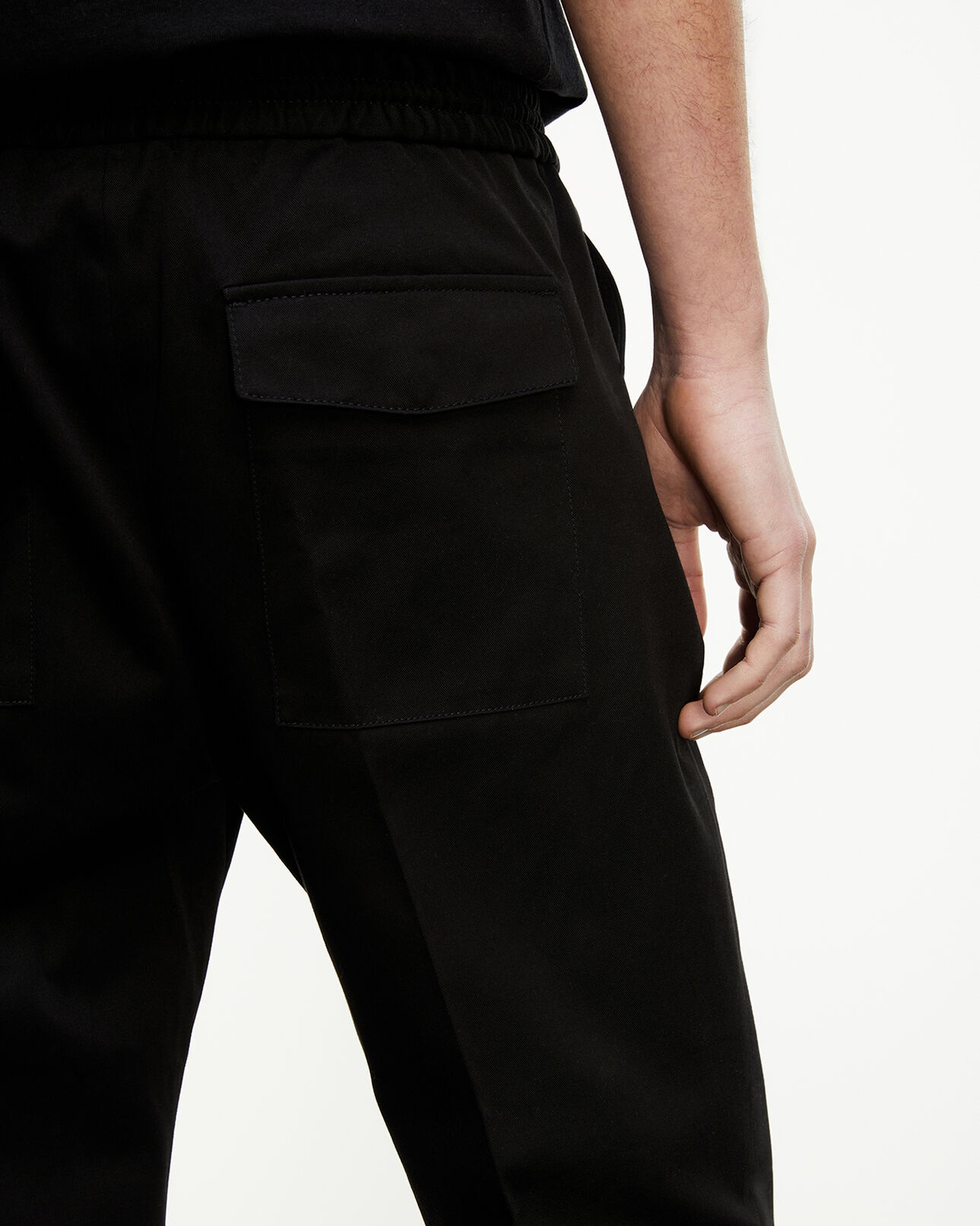The Kooples HOMME BLACK pantalon taille élastique coton noir