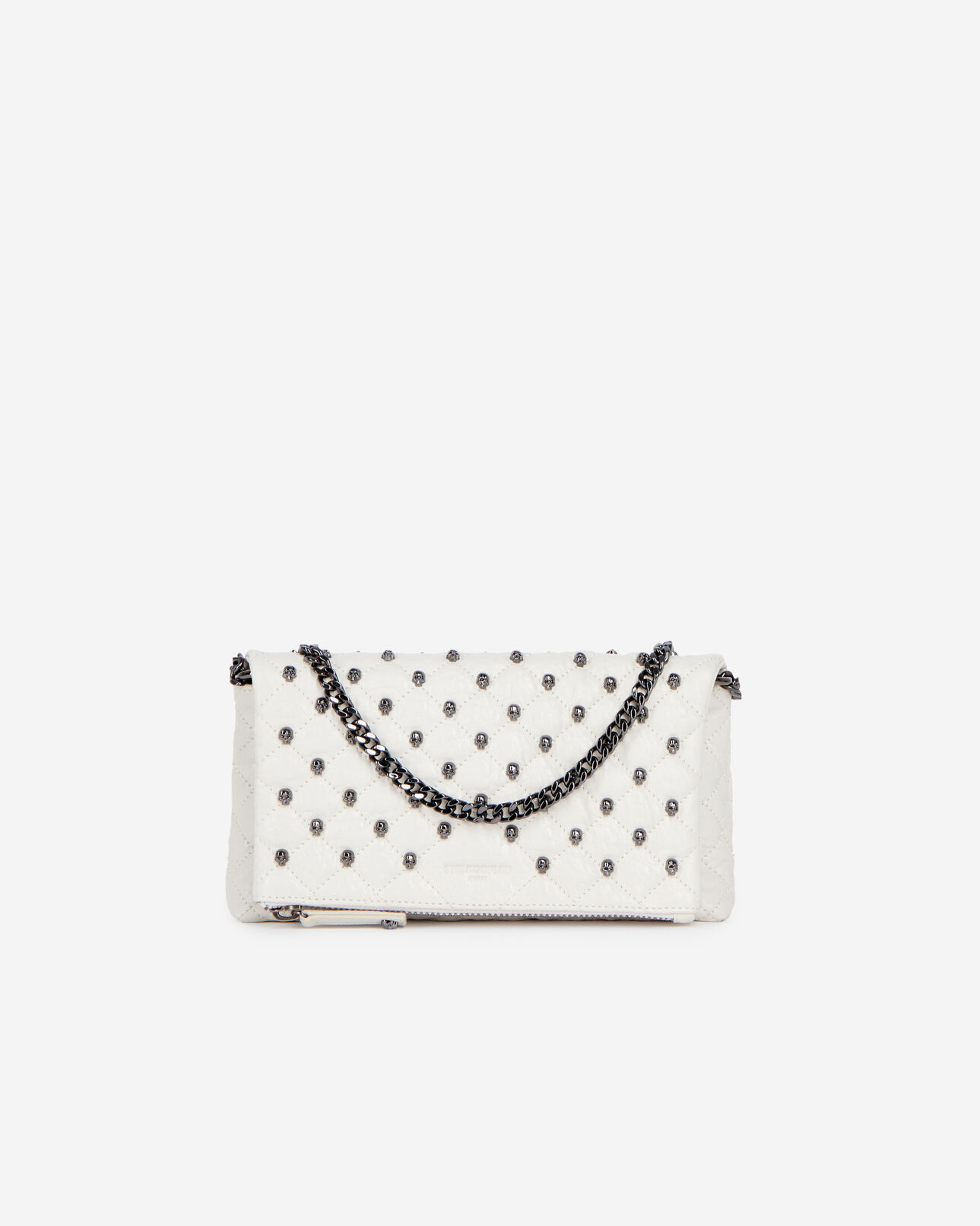 The Kooples WOMEN OFF WHITE heritage small white leather pouch with skulls