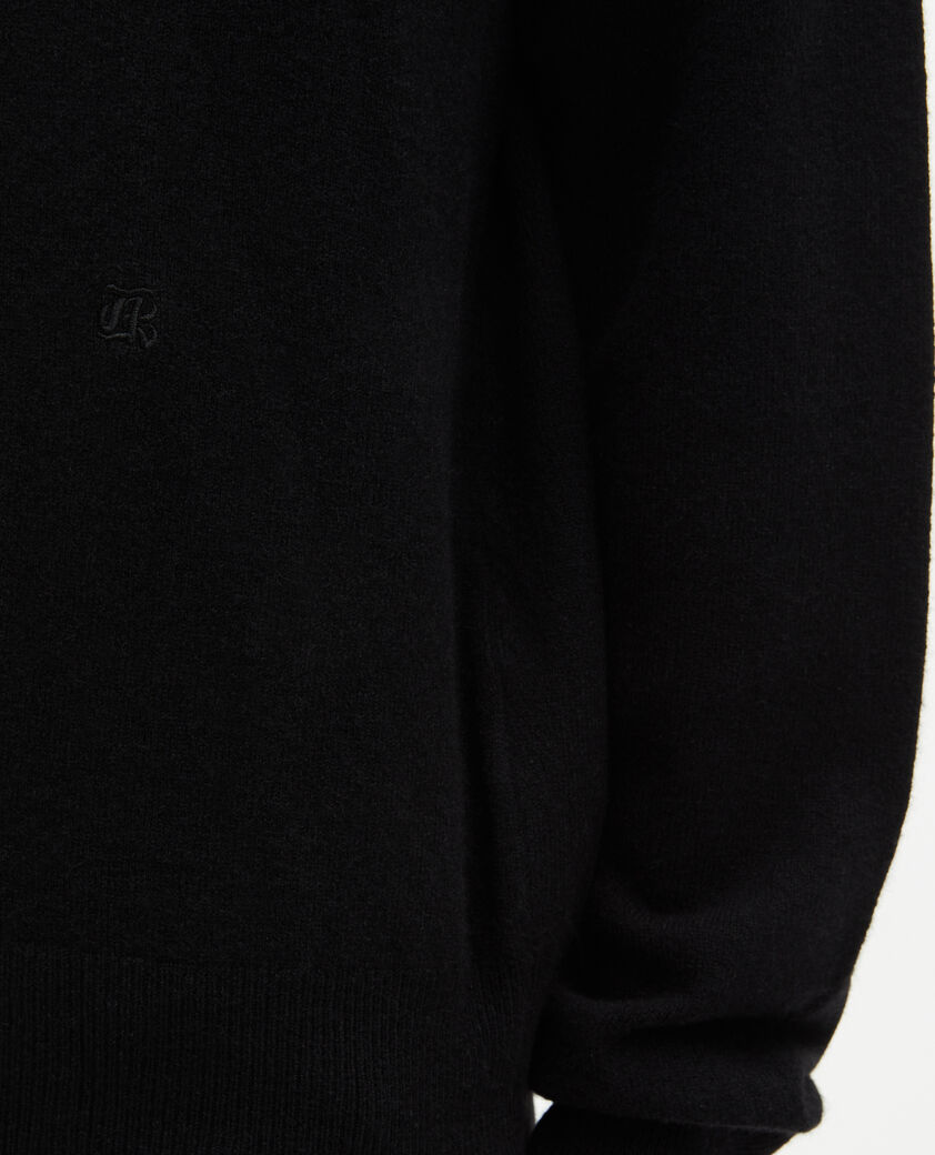 The Kooples HOMME BLACK pull col rond en cachemire noir