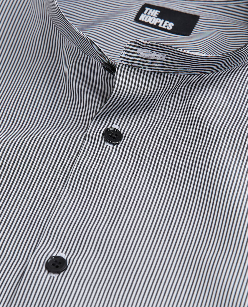 The Kooples HERREN BLACK WHITE gestreiftes hemd mit offizierskragen