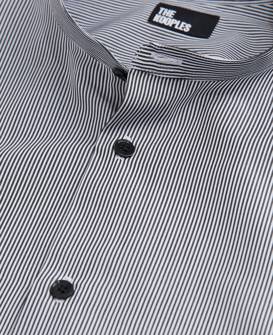 The Kooples HERREN BLACK WHITE gestreiftes hemd mit offizierskragen