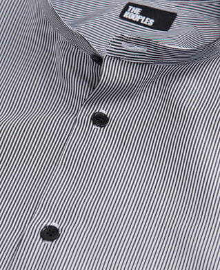 The Kooples HERREN BLACK WHITE gestreiftes hemd mit offizierskragen