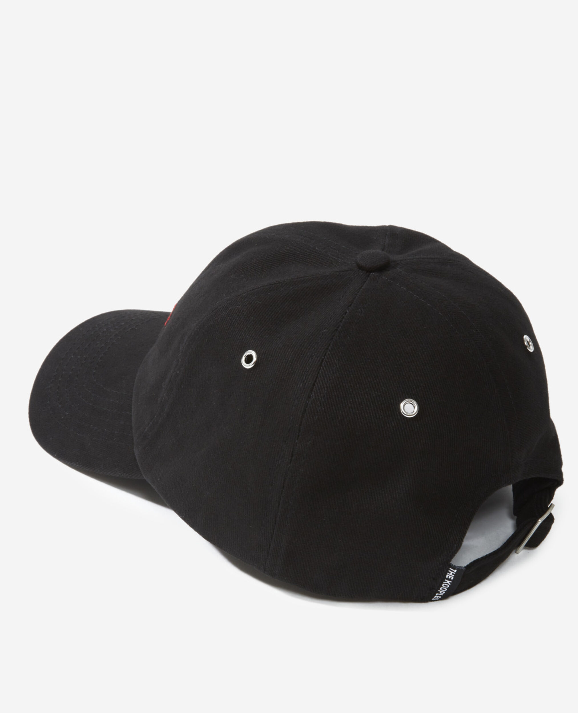 Gorra negra algodón logotipo bordado rojo, BLACK, hi-res image number null