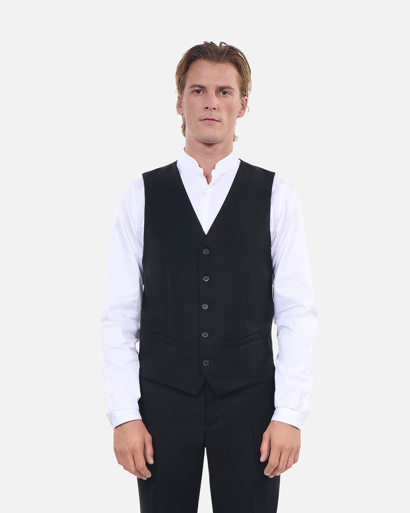 The Kooples MEN BLACK black suit vest in wool tailored cut